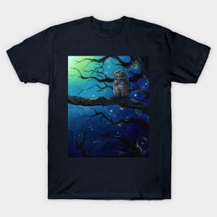 Starry Owl - Acrylic Painting of a Magical Night T-Shirt